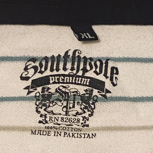 South Pole Polo Shirt Mens Size XL Black Green White Striped With Collar - Picture 2 of 16